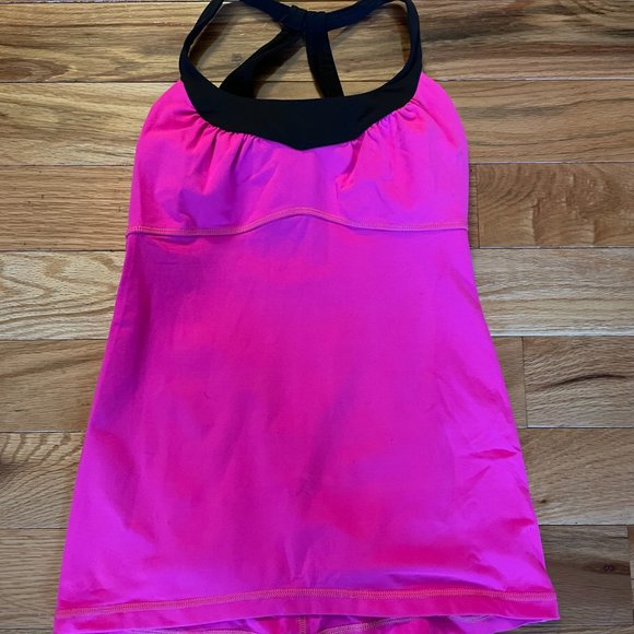 Size 6- Lululemon Scoop Me Up Tank, Raspberry Glo Light/ Black - Picture 2 of 2